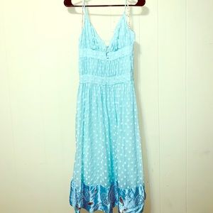 Light blue Anthropologie silk dress, lovely detail